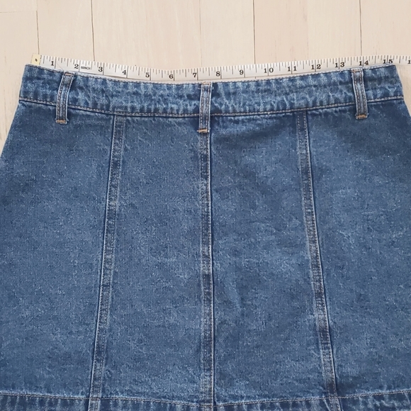Forever 21 Womens Blue Jean Denim A-Line Button Front Mini Skirt Size 30 Blue - Picture 3 of 6
